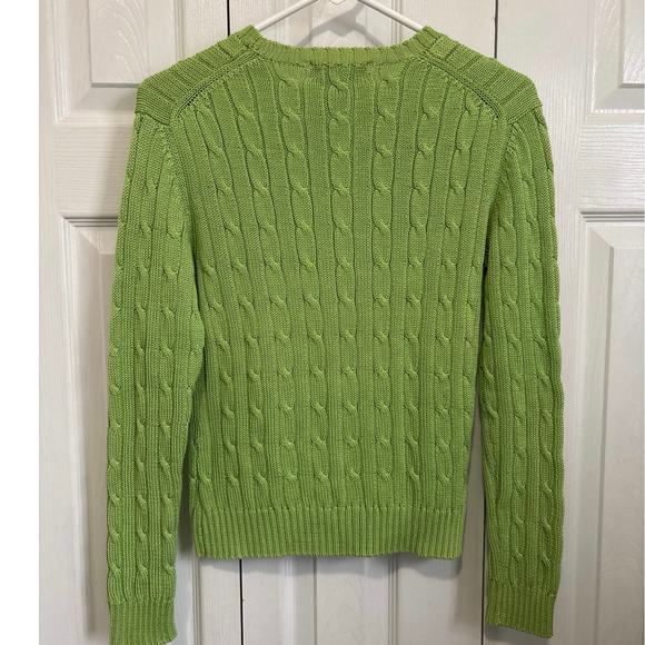 Brooks Brothers vibrant green mercerized cotton cable knit sweater small - Picture 4 of 6